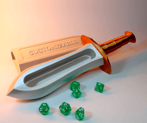 Würfel-Dolch - Aufbewahrungsbox für RPG Würfelsets in Dolchform - Individualisierbar (Material und Schrift)